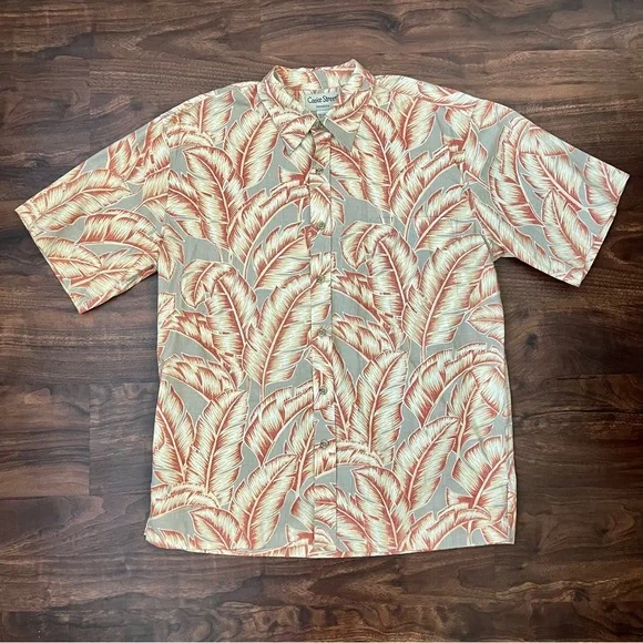 Cooke Street Honolulu Palm Leaves Short Sleeve Button Up Shirt Men’s Size L - Picture 1 of 11